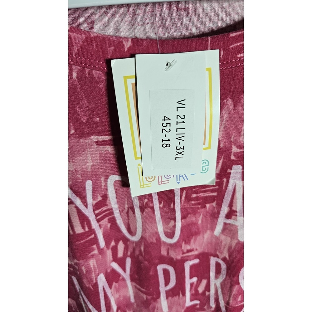 Lularoe YOU ARE MY PERSON Top Womens Size 3XL Pink Stretch Short Sleeve Tee New - Picture 6 of 9
